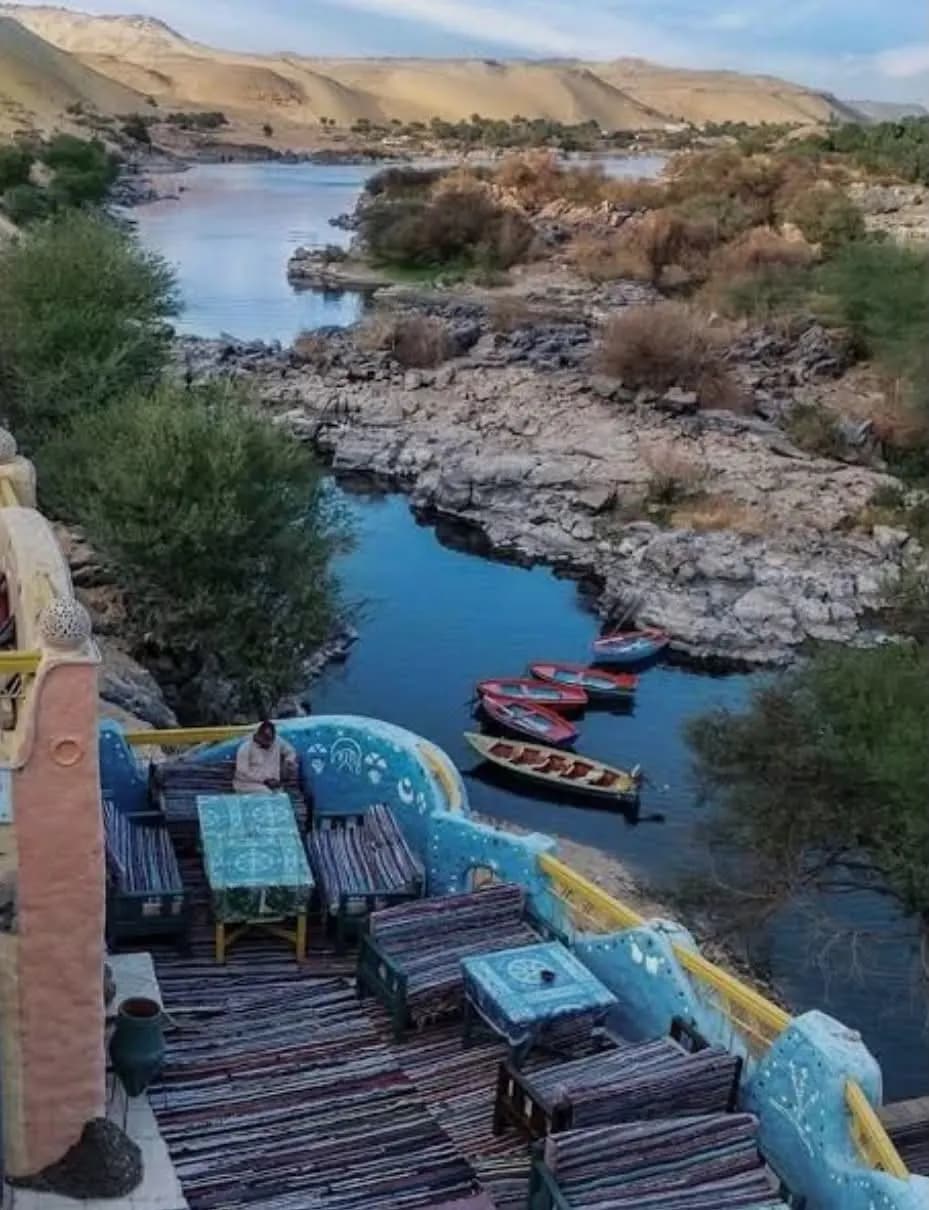 Brightly painted Nubian village houses near Aswan